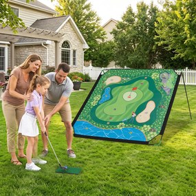 Conjunto de Golfe Infantil, 255 x 181 x 125 cm, 7 Níveis de Inclinação Ajustáveis, Multicolor