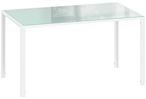 Mesa de Refeição de Vidro Mesa Retangular para 6 Pessoas com Pés de Metal  140x80x75 cm Branco