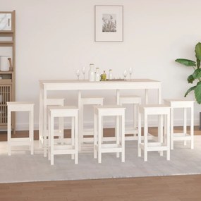 9 pcs conjunto de bar pinho maciço branco