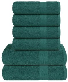vidaXL 6pcs Conjunto de toalhas FROGN 100% algodão verde