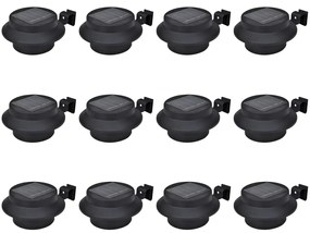 vidaXL Candeeiros solares de exterior LED para vedações 12 pcs preto