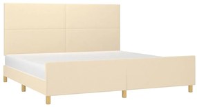 Estrutura de cama sem colchão 200x200 cm tecido cor creme