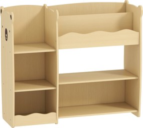 AIYAPLAY Móvel de arrumação infantil 3 níveis, estante de arrumação para brinquedos com prateleiras abertas, 92x29x79cm, natural | Aosom Portugal