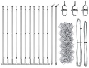 Cerca de Corrente com 13 Postes Flangeados 0.4 x 25 m Aço Galvanizado