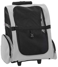 vidaXL Carrinho para animais de estimação 3 em 1 Design Cinza 48x32x57 cm Tecido Oxford