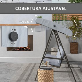 Baloiço de Jardim de 3 Lugares Baloiço de Exterior com Toldo Ajustável