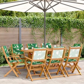 vidaXL Cadeiras de jardim dobráveis 8 pcs tecido/madeira maciça verde