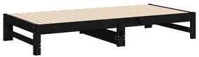 Estrutura sofá-cama de puxar 2x(90x190) cm pinho maciço preto