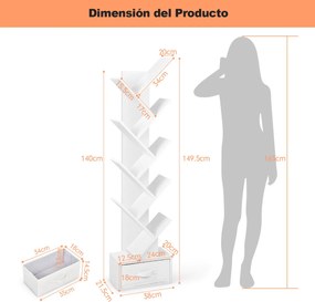 Estante "HILMA" em Forma de Árvore 38x21,5x149,5 cm – 10 Prateleiras e