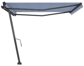 Toldo retrátil manual independente 450x300 cm azul e branco