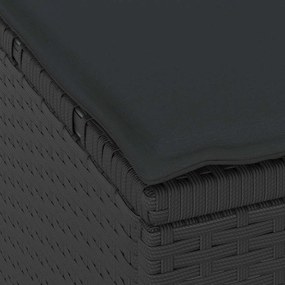 Conjunto de Jantar de Jardim com 3 Peças e Almofadas Preto Vime Rattan