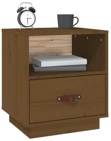 Mesa de cabeceira 40x34x45 cm pinho maciço castanho mel