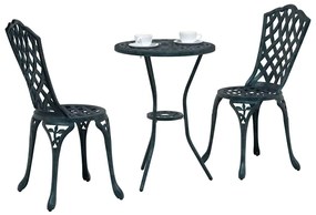 Conjunto de Bistro de Jardim 3 Peças vidaXL Verde em Alumínio Fundido