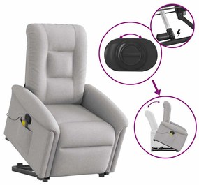 Poltrona elevatória de massagens tecido cinzento-nublado