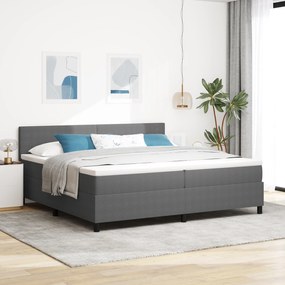 vidaXL Cama Box da com Colchão Cinza 200x200 cm Tecido de Veludo Cotelê