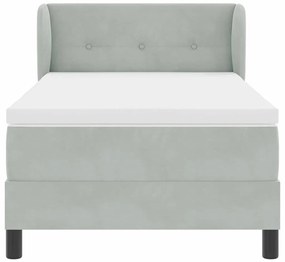 Cama Box com Colchão vidaXL Cinza Claro 90x190 cm em Veludo