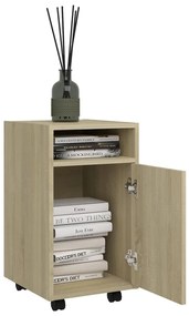 Móvel de apoio com rodas 33x38x60 cm contraplacado carv. sonoma