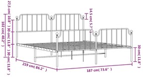 Estrutura de cama com cabeceira e pés 183x213 cm metal branco
