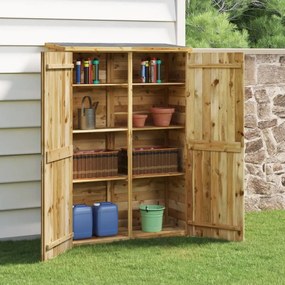 318196 vidaXL Abrigo p/ ferramentas de jardim 123x45x171 cm pinho impregnado