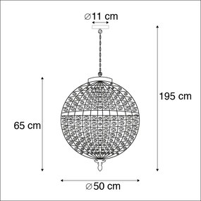 Candeeiro suspenso Art Déco cristal ouro 50cm - KASBAH Art Deco,Clássico / Antigo