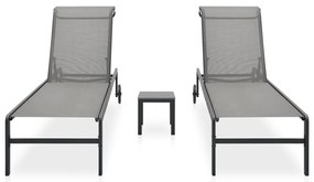 Espreguiçadeiras com mesa 2 pcs textilene e aço