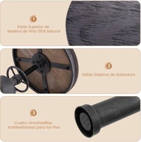 Banco de bar de estilo industrial vintage Altura ajustável 59,5-75 cm com apoio para os pés Cadeira de jantar para bar restaurante