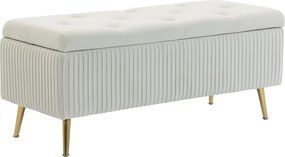 HOMCOM Banco com Arrumação, Banco Estofado com Efeito Veludo, Pernas de Aço Douradas, Banco de Cama para Sala de Estar | Aosom Portugal