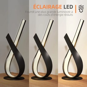 Candeeiro de mesa de design contemporâneo - candeeiro de mesa em espiral - dim. 21 x 15 x 43 cm - alumínio preto, LED branco quente