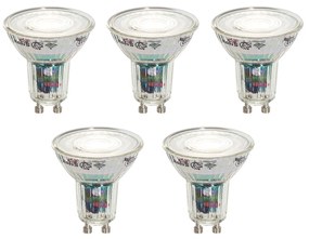Conjunto de 5 lâmpadas LED inteligentes GU10 50mm transparentes 4,8W 400 lm 1800-6500K