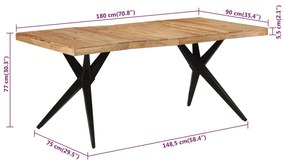 Mesa de jantar 180x90x77 cm madeira de acácia maciça preto