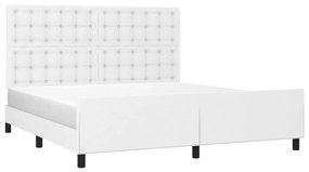 Estrutura cama c/ cabeceira 160x200 cm couro artificial branco