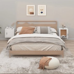 vidaXL Mesas de cabeceira parede 2 pcs 50x30x47 cm branco brilhante