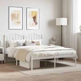 Estrutura de cama com cabeceira 140x190 cm metal branco