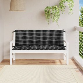vidaXL Almofadões p/ banco jardim 2 pcs 150x50x7cm tecido xadrez preto