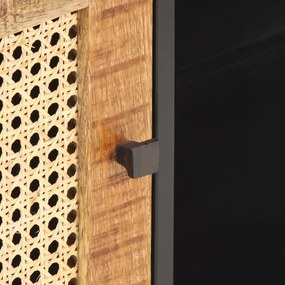 Móvel de TV 90x30x40 cm mangueira áspera maciça e palha natural