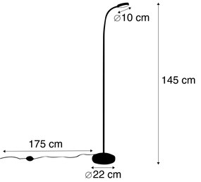 Candeeiro de pé moderno preto com LED - Trax Moderno