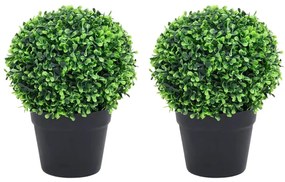 Plantas bolas de buxo artificiais c/ vasos 2 pcs 27 cm verde