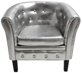 60708 vidaXL Poltrona couro artificial prateado