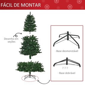 HOMCOM Árvore de Natal Artificial 240cm Ignífuga com 1499 Ramas com 2