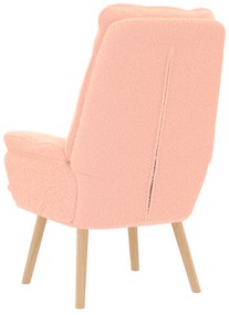 Poltrona Relaxante Rosa em Tecido Estilo Lã