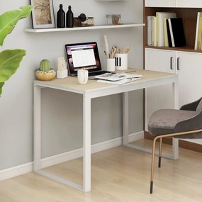 vidaXL Secretária computador 110x60x73cm contraplacado branco/carvalho