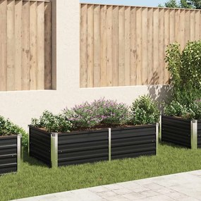 Canteiro jardim elevado 160x80x45cm aço galvanizado antracite