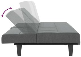 Sofá-cama com suportes para copos tecido cinzento-escuro