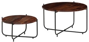 Conj. mesas de centro 2 pcs madeira de sheesham maciça 60x35 cm