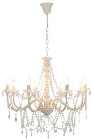 Lustre com contas lâmpadas 8 x E14 branco