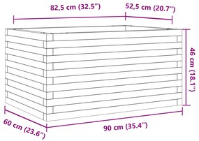 Vaso/floreira de jardim 90x60x46 cm pinho maciço castanho-mel