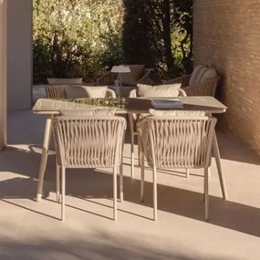 Conjunto De Mesa Retangular Arhiza Classic, 160x90 Cm, E 4 Cadeiras De Jardim De Alumínio. Castanho Moka - Sklum