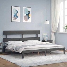 3193553 vidaXL Estrutura de cama com cabeceira 200x200 cm madeira maciça cinza