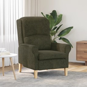 vidaXL Poltrona Contemporânea Verde Exército Tecido, Madeira Médio
