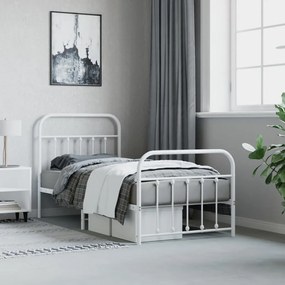 Estrutura de cama com cabeceira e pés 90x200 cm metal branco